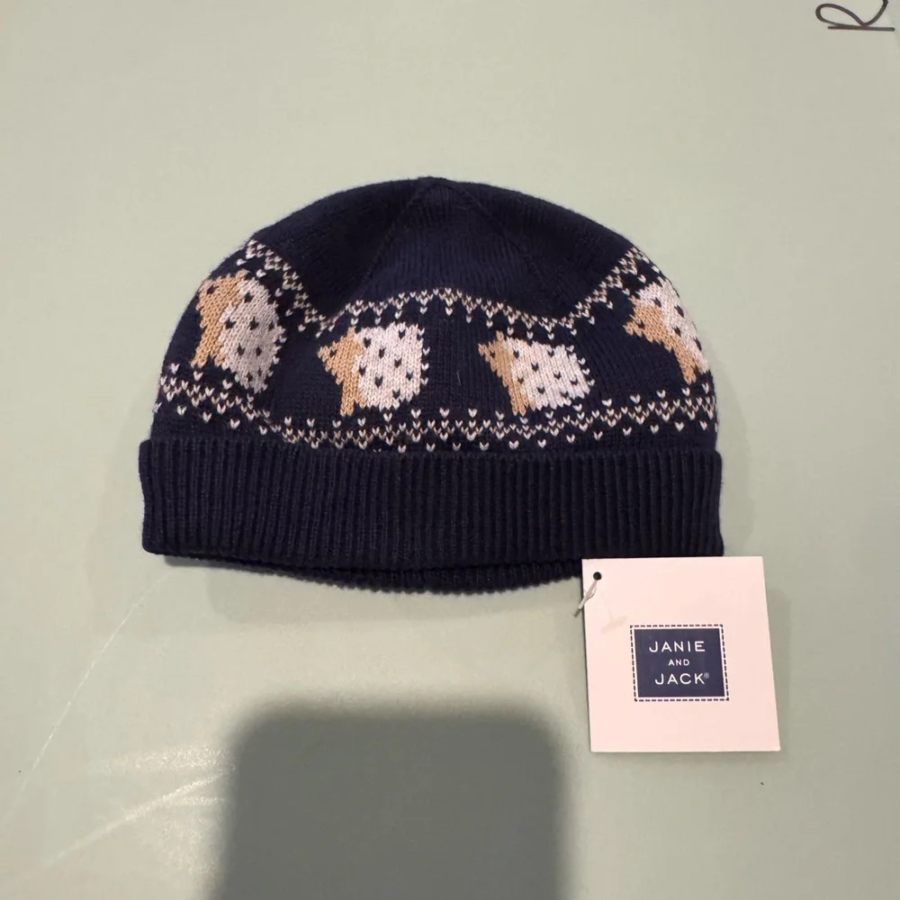 NWT Janie and Jack Baby Boy‎ Navy Cotton Knit Hat Fully Lined Classic Preppy